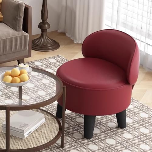 GIZNXBA Gepolsterte Ottomane-Fußstütze 360-Grad-Drehung Pouf Hocker Für Sofa Leder Pouf Fußhocker Mit Rückenlehne Für Wohnzimmer, Schlafzimmer, Eingangsbereich(Red,A) von GIZNXBA