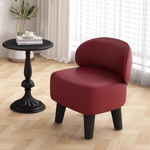 GIZNXBA Gepolsterte Ottomane-Fußstütze 360-Grad-Drehung Pouf Hocker Für Sofa Leder Pouf Fußhocker Mit Rückenlehne Für Wohnzimmer, Schlafzimmer, Eingangsbereich(Red,B) von GIZNXBA