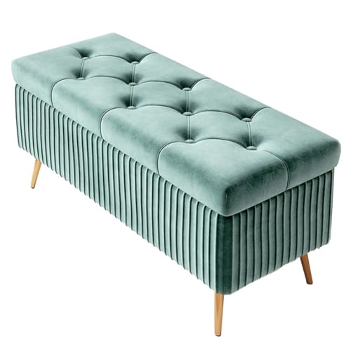 GIZNXBA Gepolsterte Ottomane Mit Stauraumbank Moderne Samt-Stauraumbank Für Das Bettende Fußhocker Mit Metallbeinen Für Das Wohnzimmer Fußstütze Für Schlafzimmer(/Green B,40cm) von GIZNXBA
