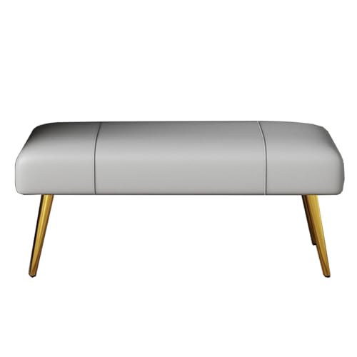 GIZNXBA Gepolsterte Schlafzimmerbank Leder Pouf Hocker Als Fußstütze Für Das Wohnzimmer Polsterhocker Mit Metallbeinen Sitzhocker Für Schlafzimmer, Esszimmer(Grey,100cm) von GIZNXBA