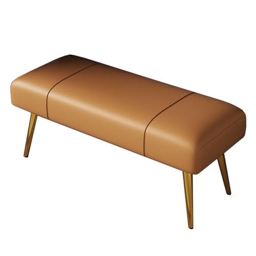 GIZNXBA Gepolsterte Schlafzimmerbank Leder Pouf Hocker Als Fußstütze Für Das Wohnzimmer Polsterhocker Mit Metallbeinen Sitzhocker Für Schlafzimmer, Esszimmer(Orange,100cm) von GIZNXBA