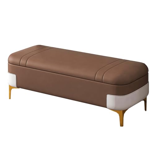 GIZNXBA Gepolsterte Sitzhocker Mit Stauraum Für Das Schlafzimmer Bettbank Leder Pouf Hocker Mit Stauraum Fußhocker Polsterhocker Mit Metallbeinen Für Wohnzimmer, Esszimmer Und Flur(Bruin,100cm) von GIZNXBA