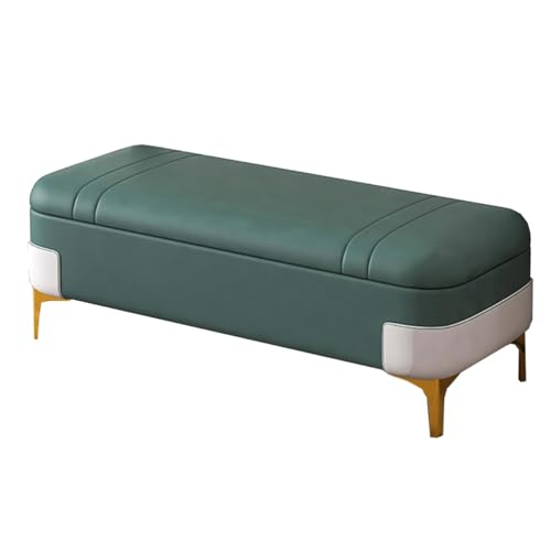 GIZNXBA Gepolsterte Sitzhocker Mit Stauraum Für Das Schlafzimmer Bettbank Leder Pouf Hocker Mit Stauraum Fußhocker Polsterhocker Mit Metallbeinen Für Wohnzimmer, Esszimmer Und Flur(Groen,80cm) von GIZNXBA