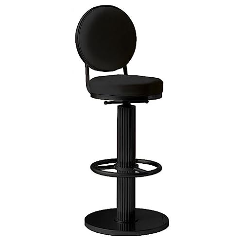 GIZNXBA Industrielle Barhocker Grau Mit Rückenlehne Moderner Barstuhl Höhenverstellbar Mit Metallbeinen Drehbar Bistrohocker Tresenhocker Küche Mit Bequemer Polsterung(/Black,/Black) von GIZNXBA