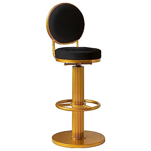 GIZNXBA Industrielle Barhocker Grau Mit Rückenlehne Moderner Barstuhl Höhenverstellbar Mit Metallbeinen Drehbar Bistrohocker Tresenhocker Küche Mit Bequemer Polsterung(/Black,/Gold) von GIZNXBA