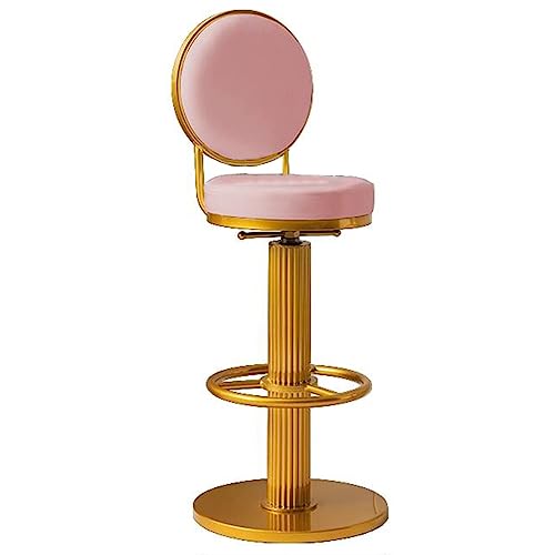GIZNXBA Industrielle Barhocker Grau Mit Rückenlehne Moderner Barstuhl Höhenverstellbar Mit Metallbeinen Drehbar Bistrohocker Tresenhocker Küche Mit Bequemer Polsterung(/Pink,/Gold) von GIZNXBA