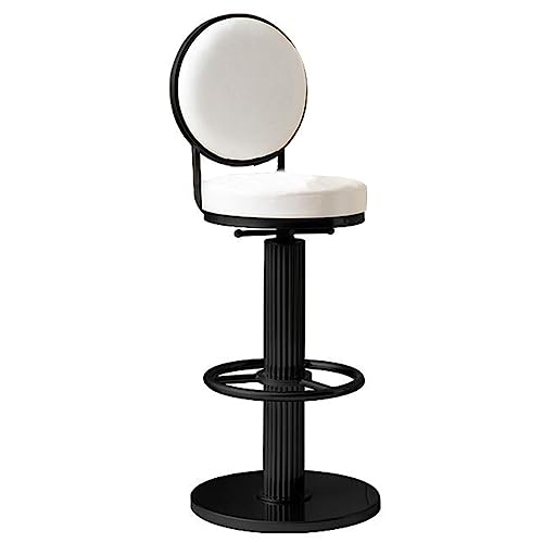 GIZNXBA Industrielle Barhocker Grau Mit Rückenlehne Moderner Barstuhl Höhenverstellbar Mit Metallbeinen Drehbar Bistrohocker Tresenhocker Küche Mit Bequemer Polsterung(/White,/Black) von GIZNXBA