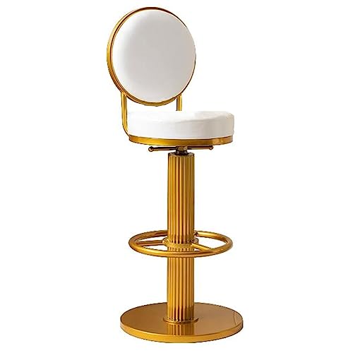 GIZNXBA Industrielle Barhocker Grau Mit Rückenlehne Moderner Barstuhl Höhenverstellbar Mit Metallbeinen Drehbar Bistrohocker Tresenhocker Küche Mit Bequemer Polsterung(/White,/Gold) von GIZNXBA