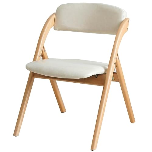 GIZNXBA Klappbare Esszimmerstühle Gepolsterter Akzentstuhl Ohne Montageaufwand Stapelbare Gepolsterte Sitzfläche Und Rückenlehne Tragbare Küchenstühle Aus Holz Für Partys, Picknicks(Beige B) von GIZNXBA
