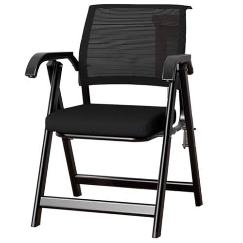 GIZNXBA Klappbarer Bürostuhl Mit Armlehnen Stapelbare Und Klappbare Konferenzraumstühle Ergonomischer Arbeitsstuhl Mit Netzrückenlehne Stühle Für Schulungsräume Und Besprechungsräume(Black) von GIZNXBA