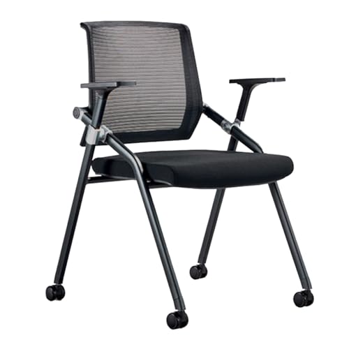 GIZNXBA Klappbarer Bürostuhl Mit Rollen Stapelbare Konferenzraumstühle Ergonomische Netzrückenlehne Mit Armlehnen Gäste- Und Empfangsstühle Für Schulungsräume Für Das Homeoffice(Black,A) von GIZNXBA