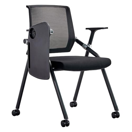 GIZNXBA Klappbarer Bürostuhl Mit Rollen Stapelbare Konferenzraumstühle Ergonomische Netzrückenlehne Mit Armlehnen Gäste- Und Empfangsstühle Für Schulungsräume Für Das Homeoffice(Black,B) von GIZNXBA