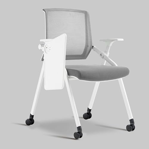 GIZNXBA Klappbarer Bürostuhl Mit Rollen Stapelbare Konferenzraumstühle Ergonomische Netzrückenlehne Mit Armlehnen Gäste- Und Empfangsstühle Für Schulungsräume Für Das Homeoffice(Grey,B) von GIZNXBA