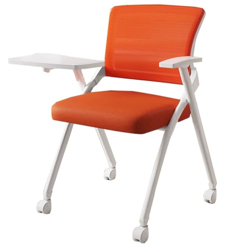GIZNXBA Klappbarer Computerstuhl Mit Integriertem Schreibtisch Klappbare Konferenzstuhl Mit Rollen Stapelbarer Ergonomischer Netz-Bürostuhl Sessel Für Besprechungsräume(Gray B) von GIZNXBA
