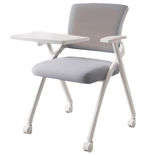 GIZNXBA Klappbarer Computerstuhl Mit Integriertem Schreibtisch Klappbare Konferenzstuhl Mit Rollen Stapelbarer Ergonomischer Netz-Bürostuhl Sessel Für Besprechungsräume(Green A) von GIZNXBA