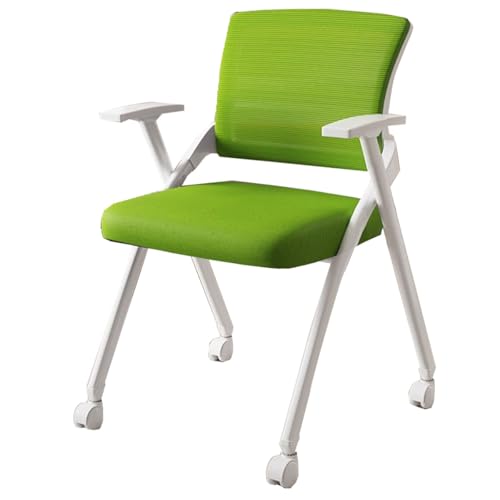 GIZNXBA Klappbarer Computerstuhl Mit Integriertem Schreibtisch Klappbare Konferenzstuhl Mit Rollen Stapelbarer Ergonomischer Netz-Bürostuhl Sessel Für Besprechungsräume(Green B) von GIZNXBA