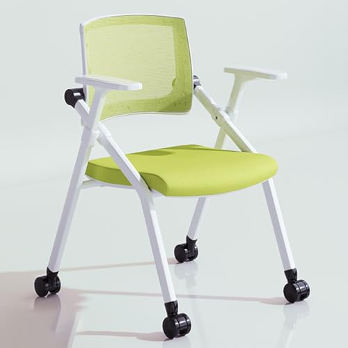 GIZNXBA Klappbarer Computerstuhl Mit Rollen Konferenzstuhl Mit Netzrückenlehne Ergonomischer Bürostuhl Für Mitarbeiter Mit Gepolstertem Sitz Konferenzraumstühle(Green A) von GIZNXBA