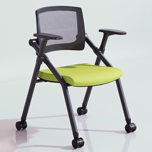 GIZNXBA Klappbarer Computerstuhl Mit Rollen Konferenzstuhl Mit Netzrückenlehne Ergonomischer Bürostuhl Für Mitarbeiter Mit Gepolstertem Sitz Konferenzraumstühle(Green B) von GIZNXBA