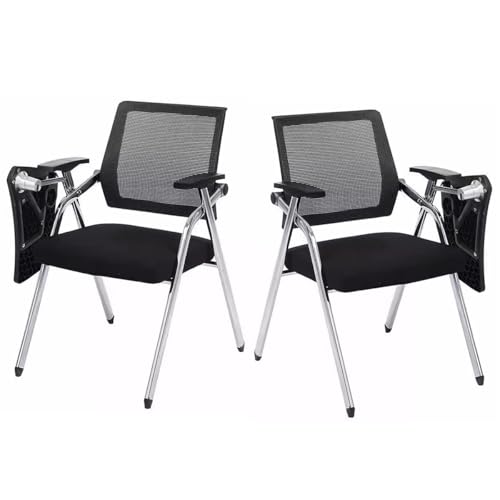 GIZNXBA Klappbarer Studenten-Bürostuhl Mit Integriertem Schreibtisch Ergonomischer Armlehnstuhl Mit Netzrückenlehne Stapelbare Konferenzraumstühle Ergonomische Wartezimmerstühle(Black,2pcs) von GIZNXBA