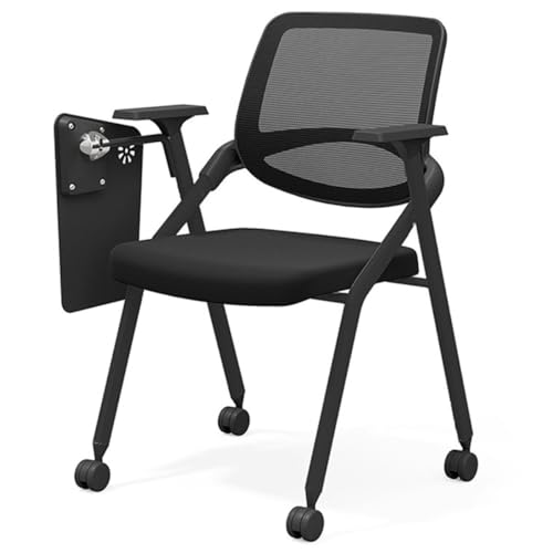 GIZNXBA Klappstühle Mit Netzrückenlehne Und Rollen Für Das Homeoffice Polsterung Besucherempfangsstuhl Schulung Konferenz Wartezimmer Für Den Innen- Und Außenbereich(Black C) von GIZNXBA