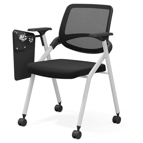GIZNXBA Klappstühle Mit Netzrückenlehne Und Rollen Für Das Homeoffice Polsterung Besucherempfangsstuhl Schulung Konferenz Wartezimmer Für Den Innen- Und Außenbereich(Black D) von GIZNXBA