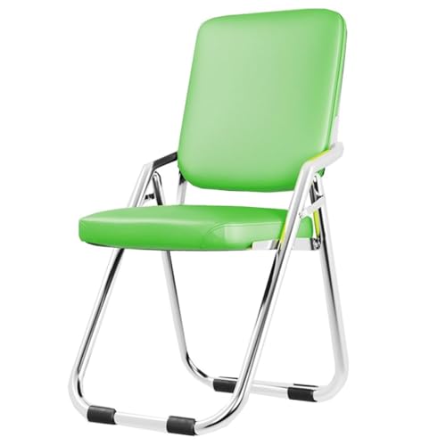 GIZNXBA Klappstuhl Aus Metall Klappbarer Bürostuhl Für Den Außen- Und Innenbereich Wartezimmer-Bürostühle Mit Stahlgestell Leder-Empfangsstühle Für Konferenzräume(Dark Green) von GIZNXBA