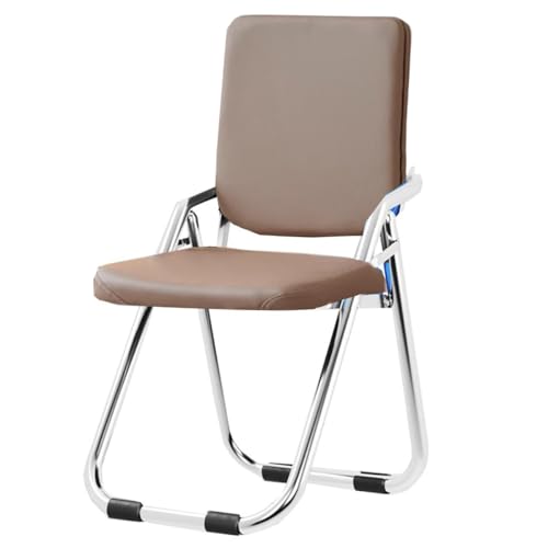 GIZNXBA Klappstuhl Aus Metall Klappbarer Bürostuhl Für Den Außen- Und Innenbereich Wartezimmer-Bürostühle Mit Stahlgestell Leder-Empfangsstühle Für Konferenzräume(Khaki) von GIZNXBA