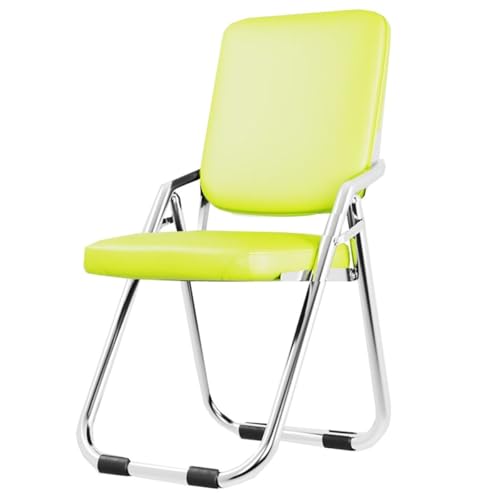 GIZNXBA Klappstuhl Aus Metall Klappbarer Bürostuhl Für Den Außen- Und Innenbereich Wartezimmer-Bürostühle Mit Stahlgestell Leder-Empfangsstühle Für Konferenzräume(Light Green) von GIZNXBA