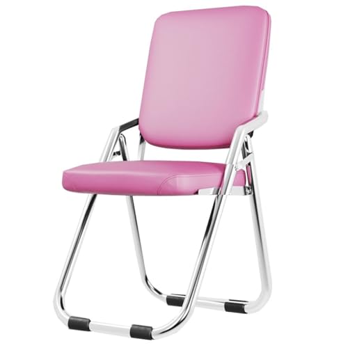 GIZNXBA Klappstuhl Aus Metall Klappbarer Bürostuhl Für Den Außen- Und Innenbereich Wartezimmer-Bürostühle Mit Stahlgestell Leder-Empfangsstühle Für Konferenzräume(Purple) von GIZNXBA