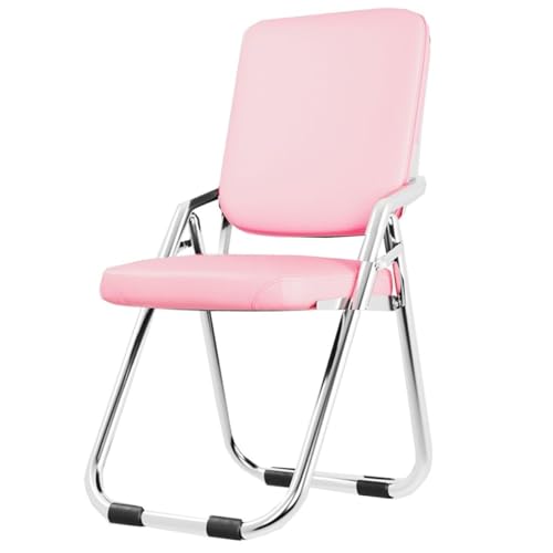 GIZNXBA Klappstuhl Aus Metall Klappbarer Bürostuhl Für Den Außen- Und Innenbereich Wartezimmer-Bürostühle Mit Stahlgestell Leder-Empfangsstühle Für Konferenzräume(Roze) von GIZNXBA