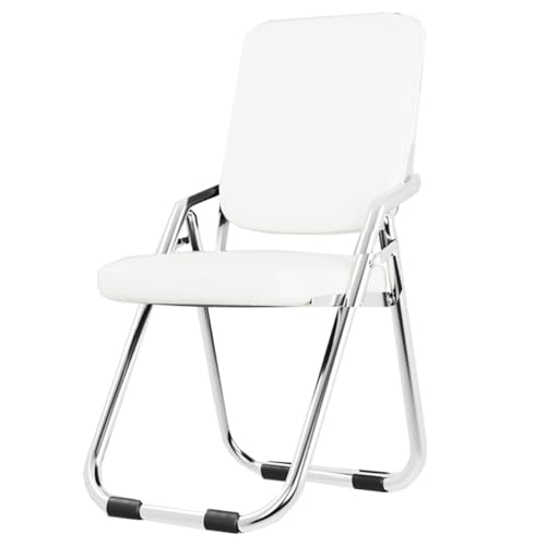 GIZNXBA Klappstuhl Aus Metall Klappbarer Bürostuhl Für Den Außen- Und Innenbereich Wartezimmer-Bürostühle Mit Stahlgestell Leder-Empfangsstühle Für Konferenzräume(White) von GIZNXBA