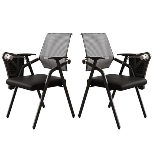 GIZNXBA Klappstuhl Aus Netzgewebe Mit Armlehnen Stapelbare Besucherstühle Für Büros Klappbare Konferenzstühle Mit Armlehnen Und Lendenwirbelstütze(Black A,2pcs) von GIZNXBA