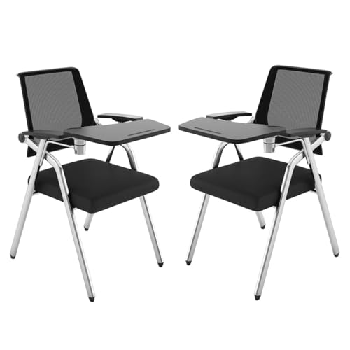 GIZNXBA Klappstuhl Aus Netzgewebe Mit Armlehnen Stapelbare Besucherstühle Für Büros Klappbare Konferenzstühle Mit Armlehnen Und Lendenwirbelstütze(Black B,2pcs) von GIZNXBA