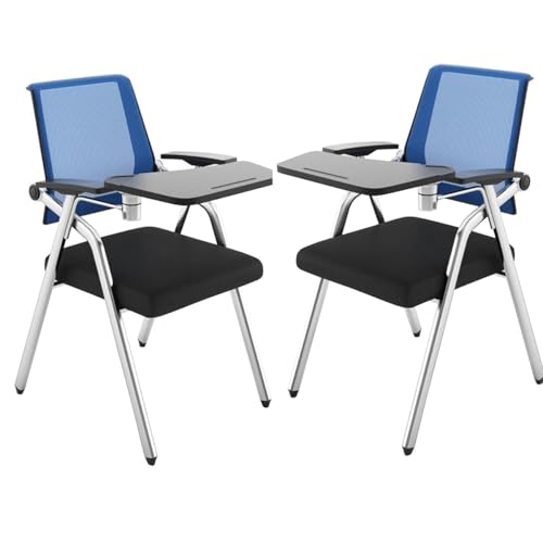 GIZNXBA Klappstuhl Aus Netzgewebe Mit Armlehnen Stapelbare Besucherstühle Für Büros Klappbare Konferenzstühle Mit Armlehnen Und Lendenwirbelstütze(Blue B,2pcs) von GIZNXBA