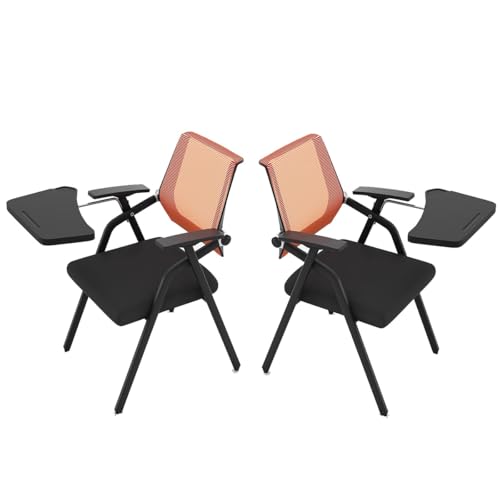 GIZNXBA Klappstuhl Aus Netzgewebe Mit Armlehnen Stapelbare Besucherstühle Für Büros Klappbare Konferenzstühle Mit Armlehnen Und Lendenwirbelstütze(Orange A,2pcs) von GIZNXBA