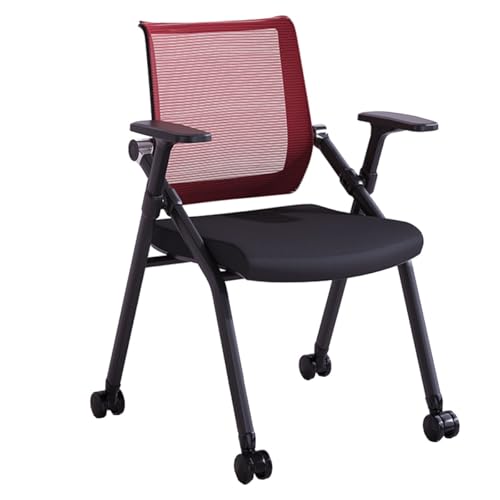 GIZNXBA Klappstuhl Mit Rollen Klappstuhl Mit Netzrückenlehne Für Büros Stühle Für Schulungen Konferenzen Und Warteräume Mit Rollen Besucherstühle Mit Armlehnen(Black A) von GIZNXBA