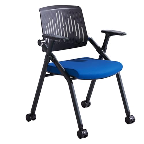 GIZNXBA Klappstuhl Mit Rollen Klappstuhl Mit Netzrückenlehne Für Büros Stühle Für Schulungen Konferenzen Und Warteräume Mit Rollen Besucherstühle Mit Armlehnen(Blue B) von GIZNXBA