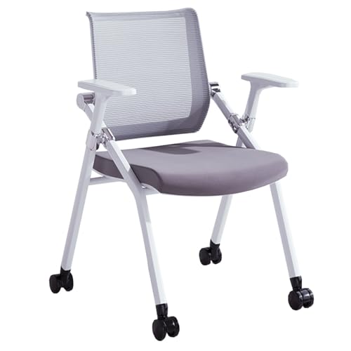 GIZNXBA Klappstuhl Mit Rollen Klappstuhl Mit Netzrückenlehne Für Büros Stühle Für Schulungen Konferenzen Und Warteräume Mit Rollen Besucherstühle Mit Armlehnen(Gray A) von GIZNXBA