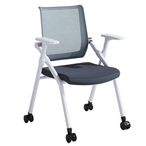GIZNXBA Klappstuhl Mit Rollen Klappstuhl Mit Netzrückenlehne Für Büros Stühle Für Schulungen Konferenzen Und Warteräume Mit Rollen Besucherstühle Mit Armlehnen(Gray B) von GIZNXBA