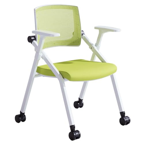 GIZNXBA Klappstuhl Mit Rollen Klappstuhl Mit Netzrückenlehne Für Büros Stühle Für Schulungen Konferenzen Und Warteräume Mit Rollen Besucherstühle Mit Armlehnen(Green A) von GIZNXBA