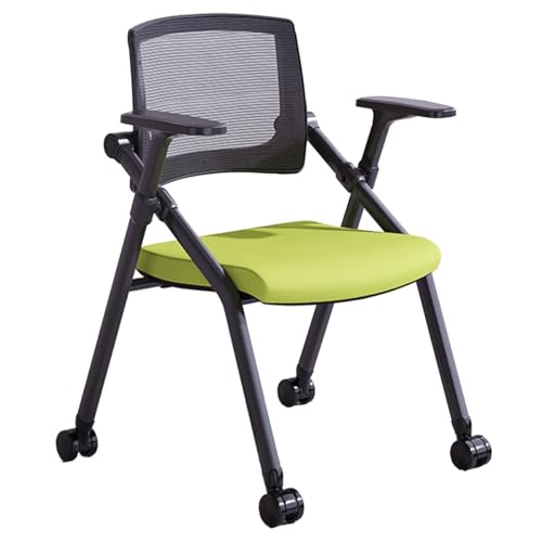 GIZNXBA Klappstuhl Mit Rollen Klappstuhl Mit Netzrückenlehne Für Büros Stühle Für Schulungen Konferenzen Und Warteräume Mit Rollen Besucherstühle Mit Armlehnen(Green B) von GIZNXBA