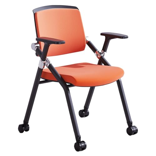 GIZNXBA Klappstuhl Mit Rollen Klappstuhl Mit Netzrückenlehne Für Büros Stühle Für Schulungen Konferenzen Und Warteräume Mit Rollen Besucherstühle Mit Armlehnen(Orange A) von GIZNXBA