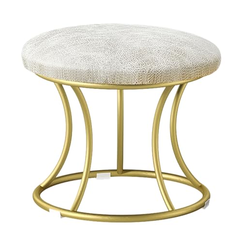 GIZNXBA Kleine Sitzhocker Rund Mit Goldenem Metallrahmen Kleiner Fußhocker Gepolstert Für Die Couch Polsterhocker Mit Rutschfesten Polstern Für Das Wohnzimmer Und Schlafzimmer(Beige) von GIZNXBA