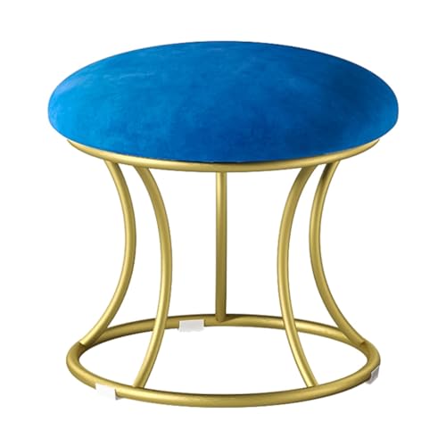 GIZNXBA Kleine Sitzhocker Rund Mit Goldenem Metallrahmen Kleiner Fußhocker Gepolstert Für Die Couch Polsterhocker Mit Rutschfesten Polstern Für Das Wohnzimmer Und Schlafzimmer(Blauw) von GIZNXBA