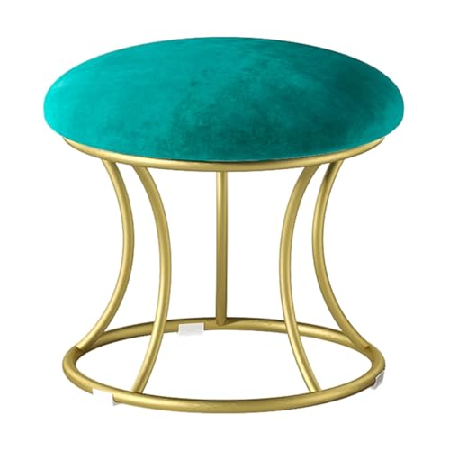 GIZNXBA Kleine Sitzhocker Rund Mit Goldenem Metallrahmen Kleiner Fußhocker Gepolstert Für Die Couch Polsterhocker Mit Rutschfesten Polstern Für Das Wohnzimmer Und Schlafzimmer(Green A) von GIZNXBA