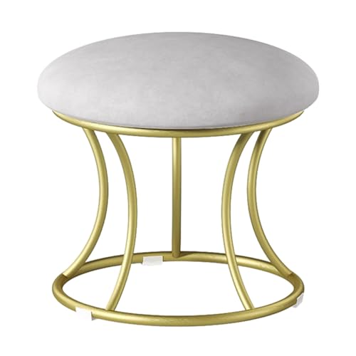 GIZNXBA Kleine Sitzhocker Rund Mit Goldenem Metallrahmen Kleiner Fußhocker Gepolstert Für Die Couch Polsterhocker Mit Rutschfesten Polstern Für Das Wohnzimmer Und Schlafzimmer(Grey) von GIZNXBA