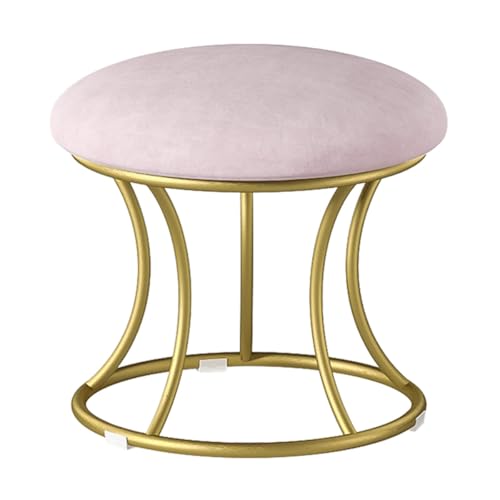 GIZNXBA Kleine Sitzhocker Rund Mit Goldenem Metallrahmen Kleiner Fußhocker Gepolstert Für Die Couch Polsterhocker Mit Rutschfesten Polstern Für Das Wohnzimmer Und Schlafzimmer(Roze) von GIZNXBA