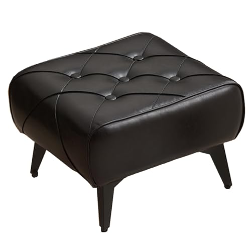 GIZNXBA Kleiner Fußhocker Gepolstert Für Die Couch Rechteckiger Sitzhocker Aus Leder Für Das Wohnzimmer Ottomane Mit Metallbeinen Pouf Hocker Für Den Eingangsbereich, Büro(Black) von GIZNXBA