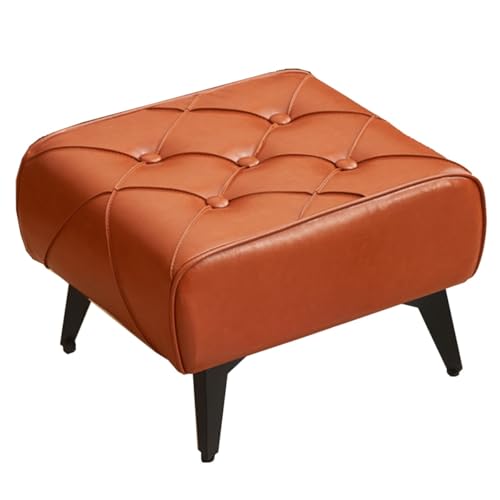 GIZNXBA Kleiner Fußhocker Gepolstert Für Die Couch Rechteckiger Sitzhocker Aus Leder Für Das Wohnzimmer Ottomane Mit Metallbeinen Pouf Hocker Für Den Eingangsbereich, Büro(Bruin) von GIZNXBA