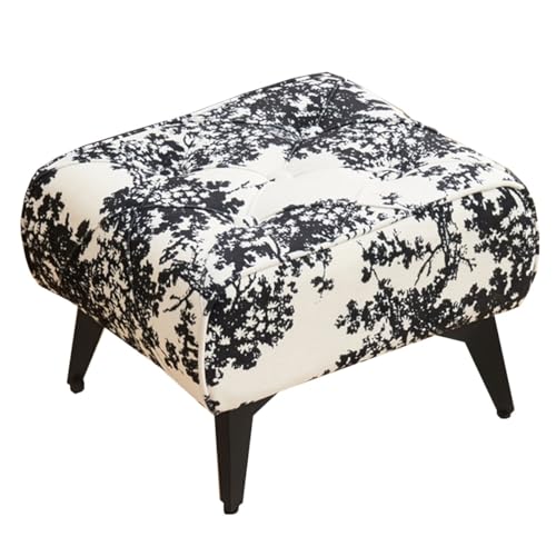 GIZNXBA Kleiner Fußhocker Gepolstert Für Die Couch Rechteckiger Sitzhocker Aus Leder Für Das Wohnzimmer Ottomane Mit Metallbeinen Pouf Hocker Für Den Eingangsbereich, Büro(White) von GIZNXBA